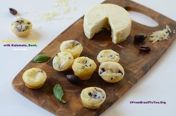 Brazilian Cheese Rolls with Kalamata, Basil, and Feta…Easy, quick, and scrumptious! brazilian-cheese-rolls