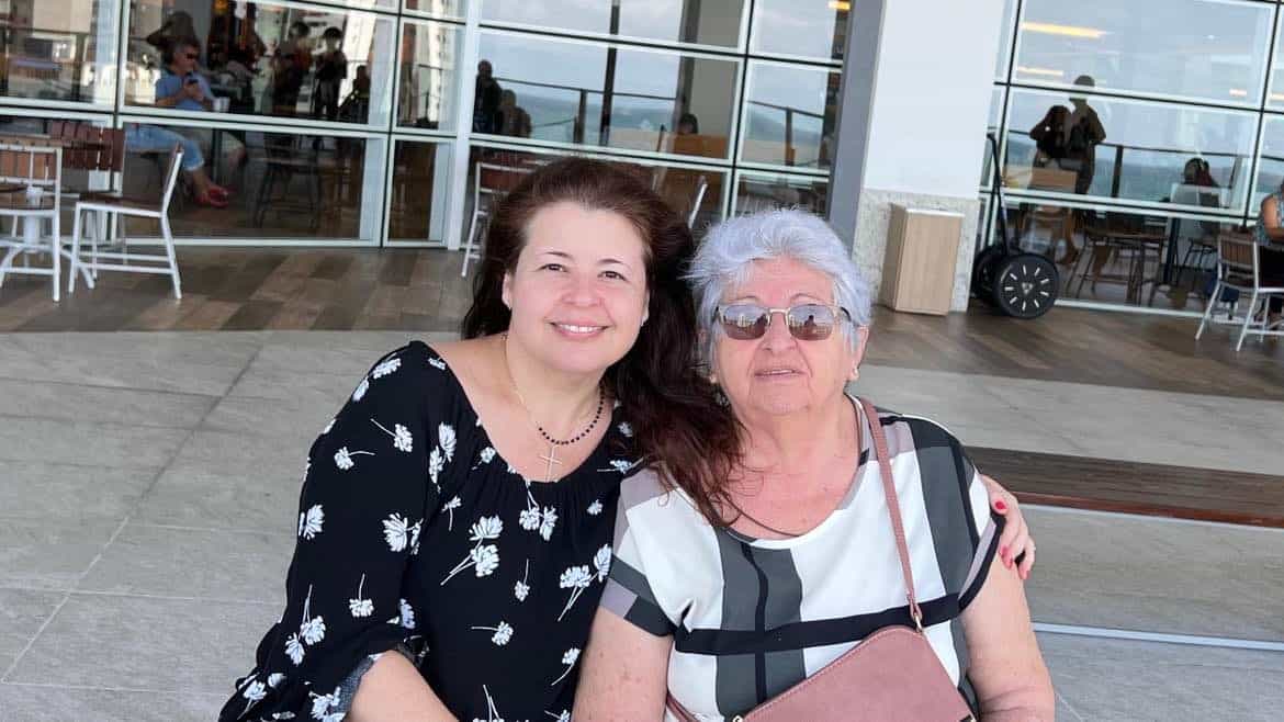 my Mom and I in a Mall in Olinda, Brazil.