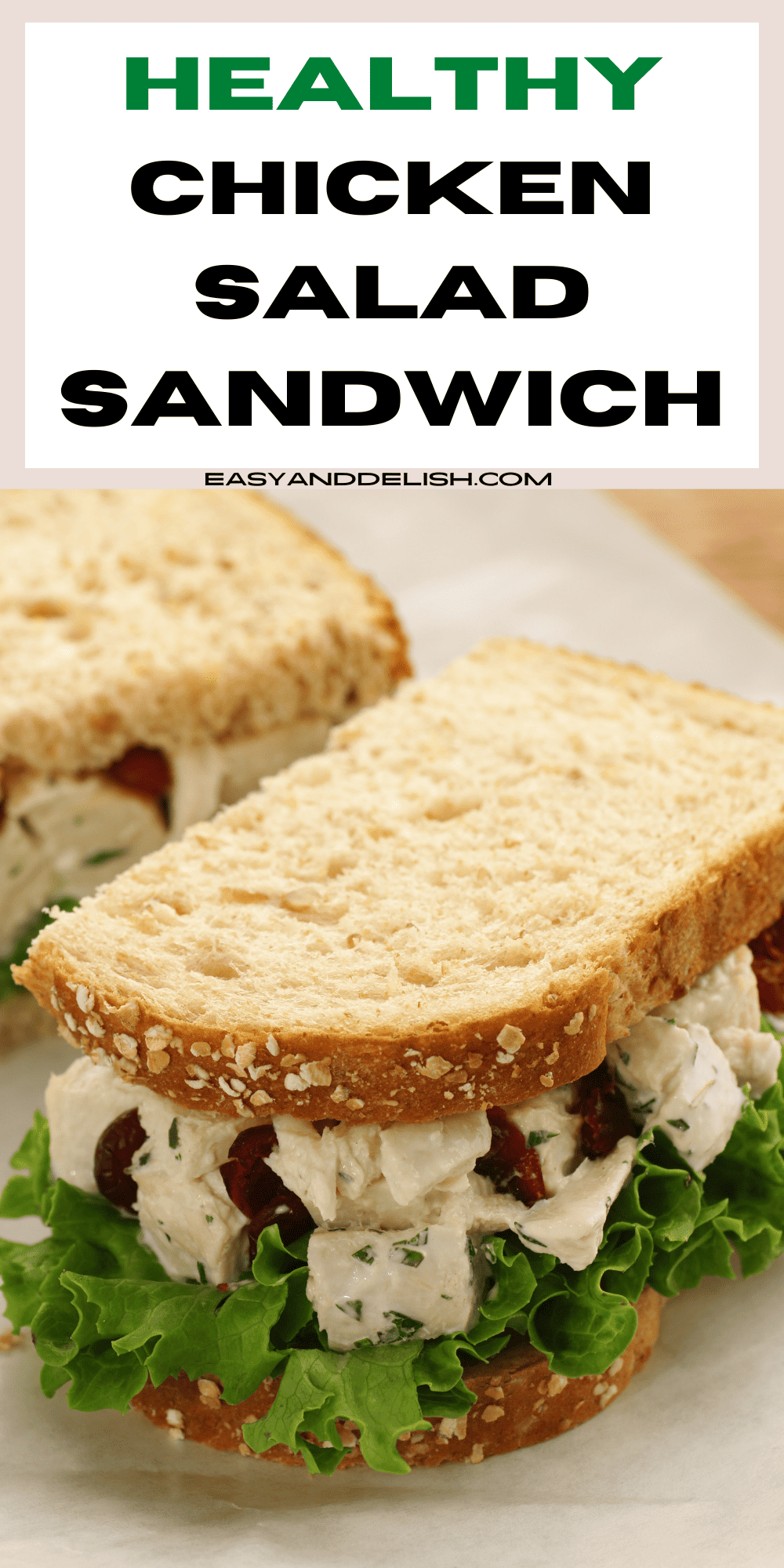 Close up of healthy chicken salad sandwiches with grapes. 