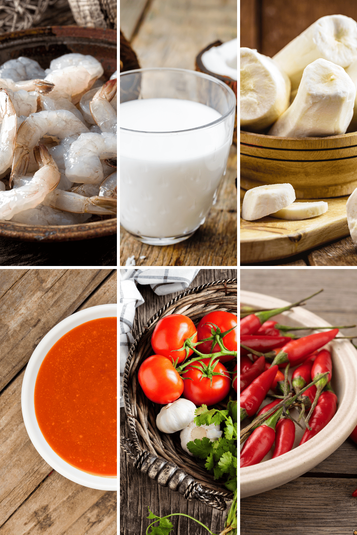 image collage of ingredients on a table.