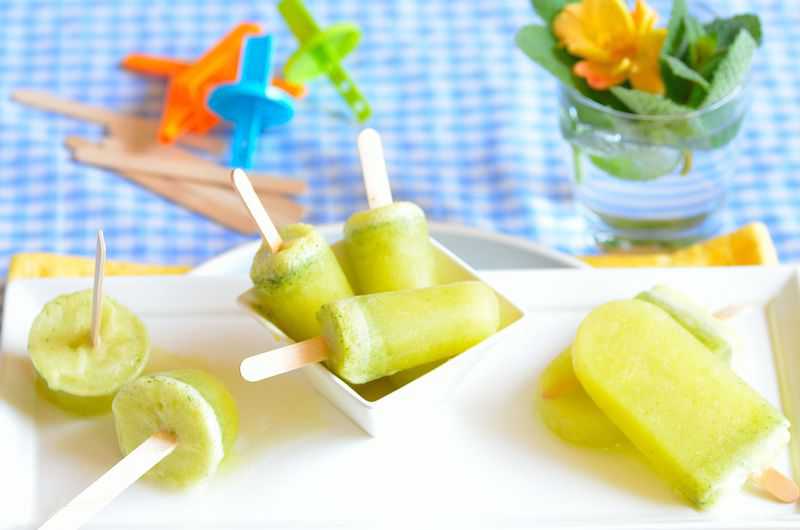 Pineapple -mint-popsicles, Picolé-abacaxi-hortelã