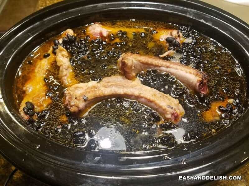 feijoada being cooked in a slow cooker