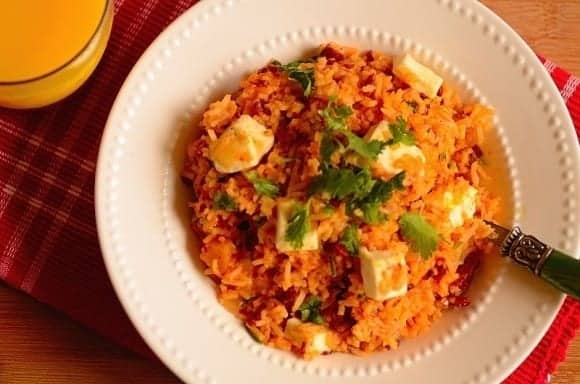 Rice-with-jerked-beef and acorn squash-and-cheese or  Arroz com carne seca quibebe e queijo coalho