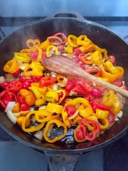 A pan filled with veggies