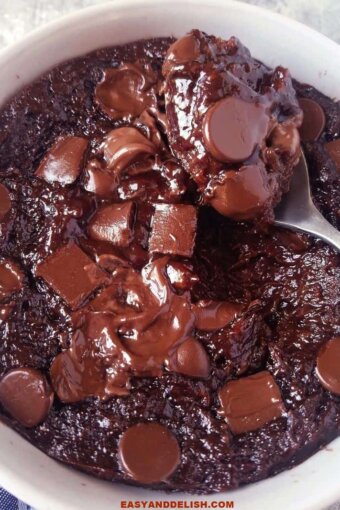 A close up of a chocolate dessert on a plate