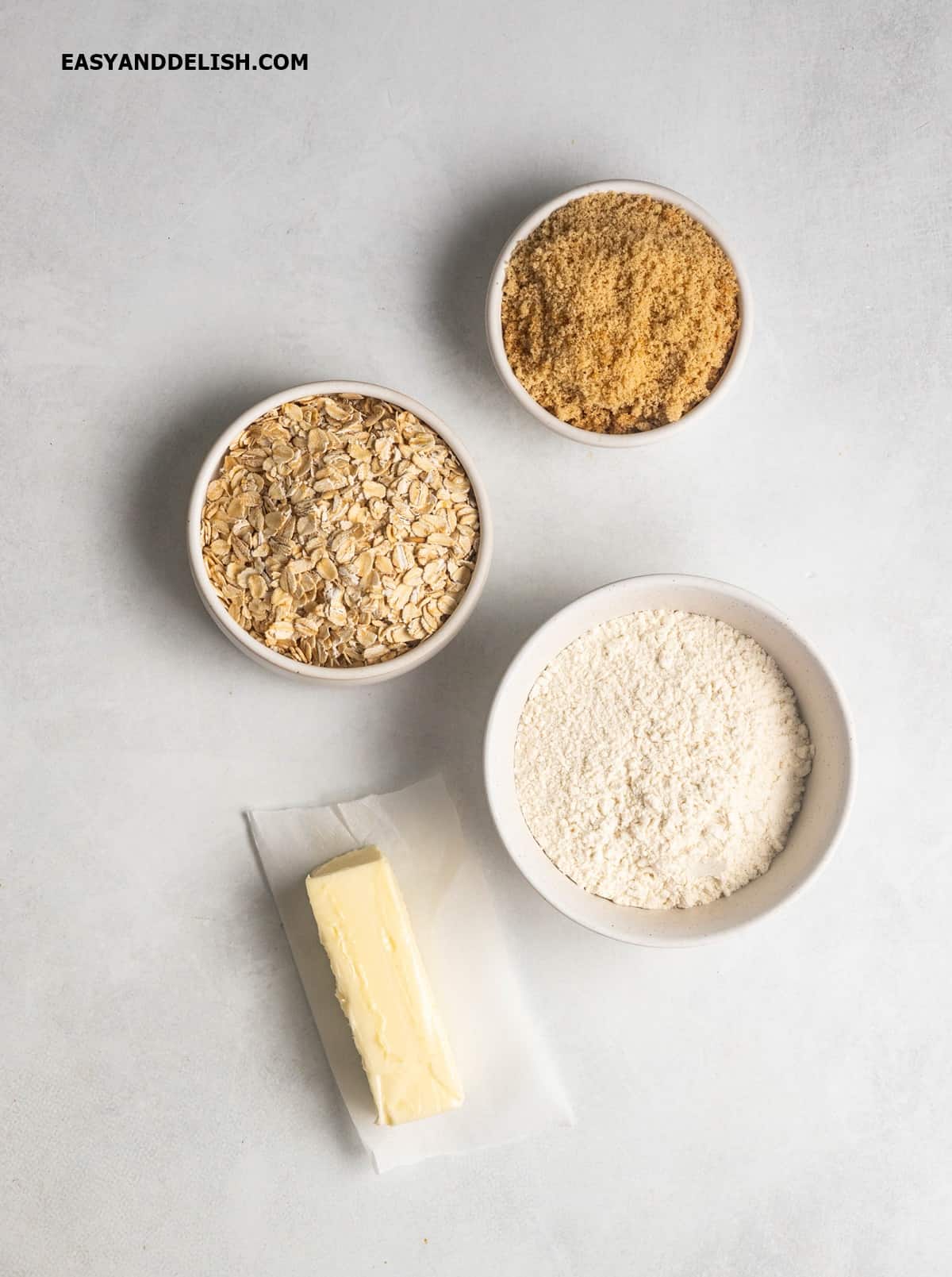 oat streusel ingredients on a table.