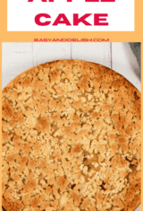 pin showing a closeup of a whole caramel apple cake.