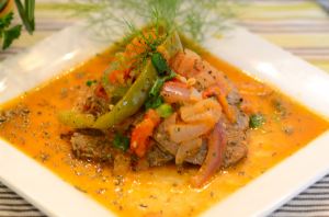 A plate of beef stew