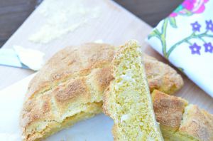 Broa or Portuguese corn bread -- close up