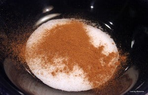 Sugar/Spice Mixture A pan with cinnamon and sugar