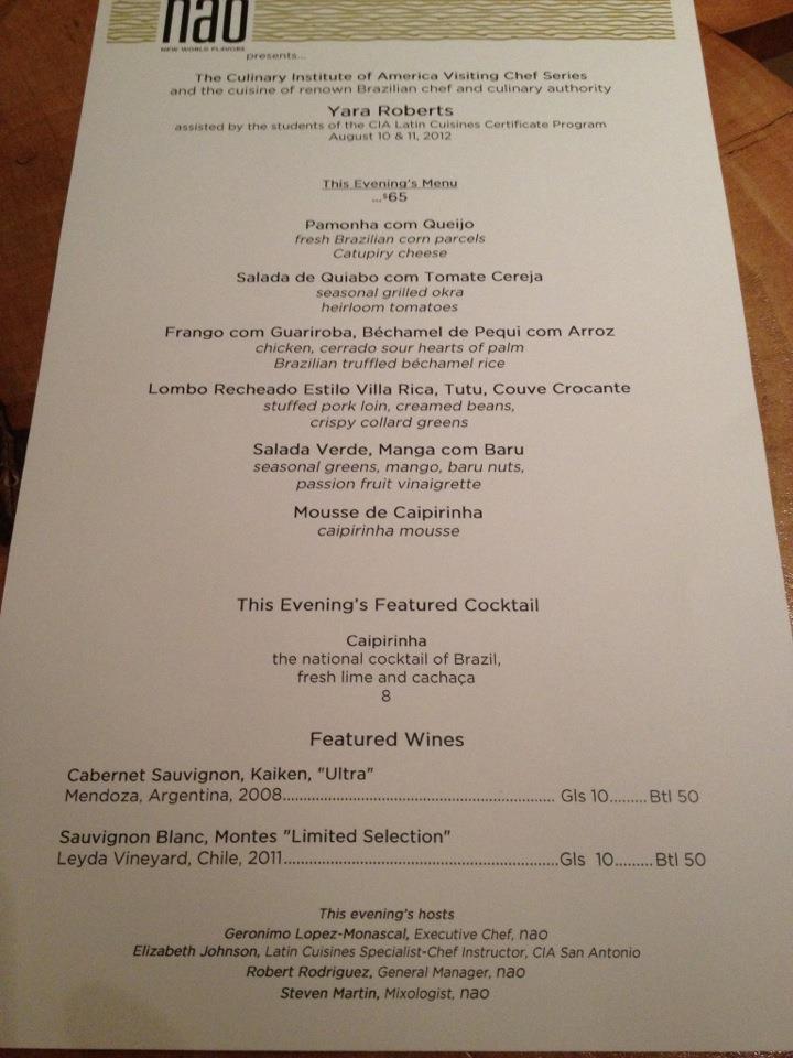 A close up of a dinner menu