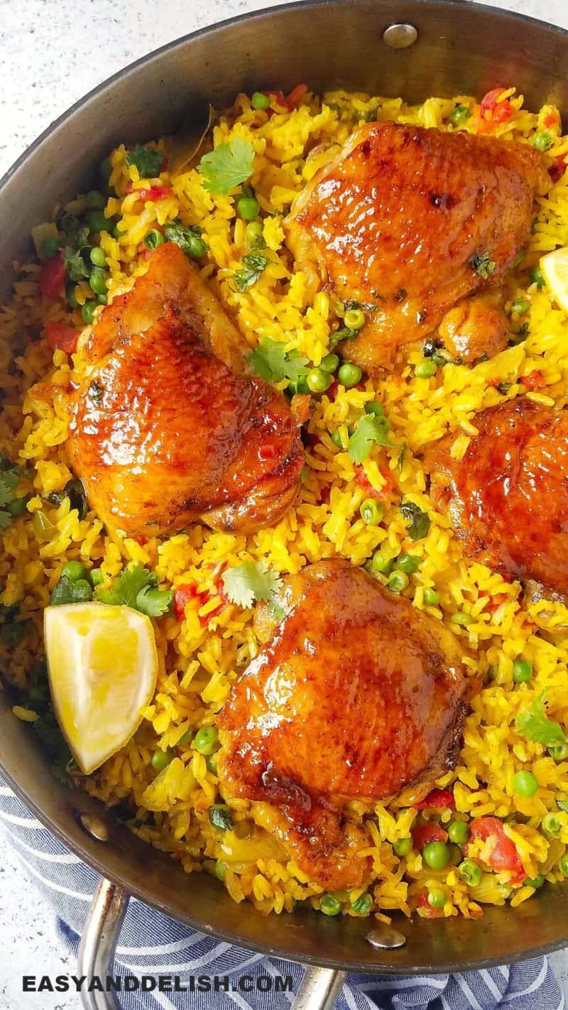 Galinhada (Brazilian Chicken and Saffron Rice) Easy and Delish