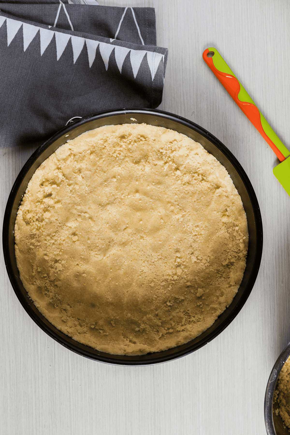 almond flour crust in a springform pan.