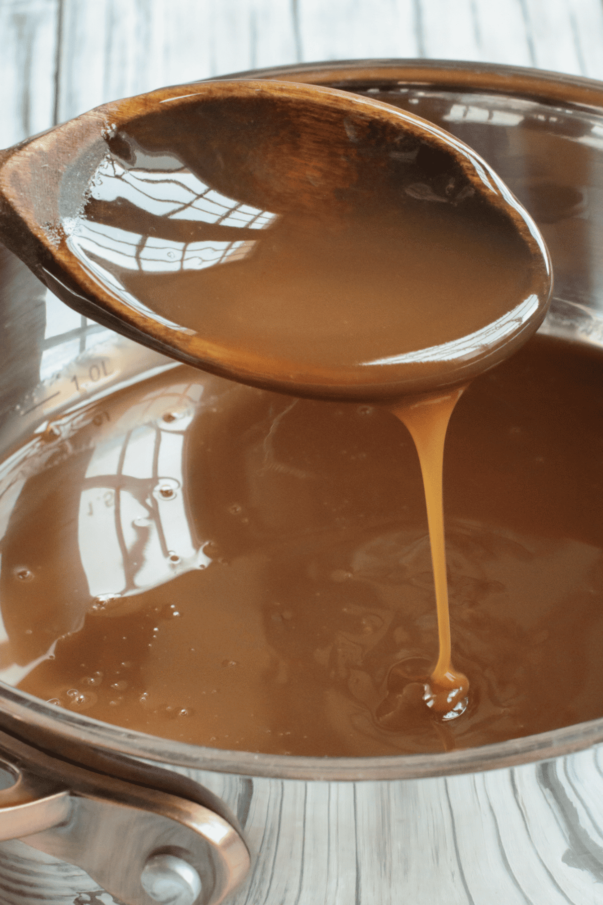 caramel sauce in a pan.