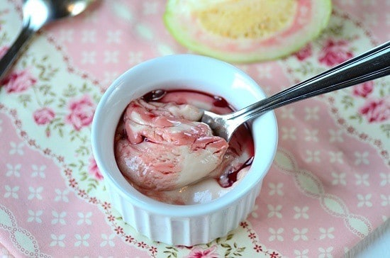 a ramekin of guava mousse