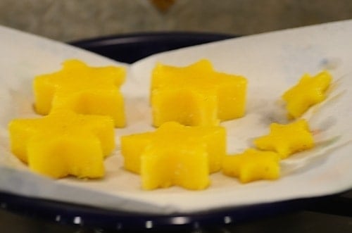 fried polenta in a platter
