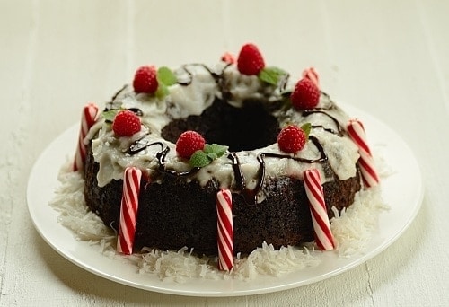 decorated prune cake