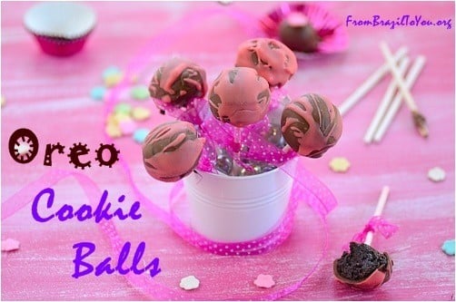 A small pail full of oreo cookie balls