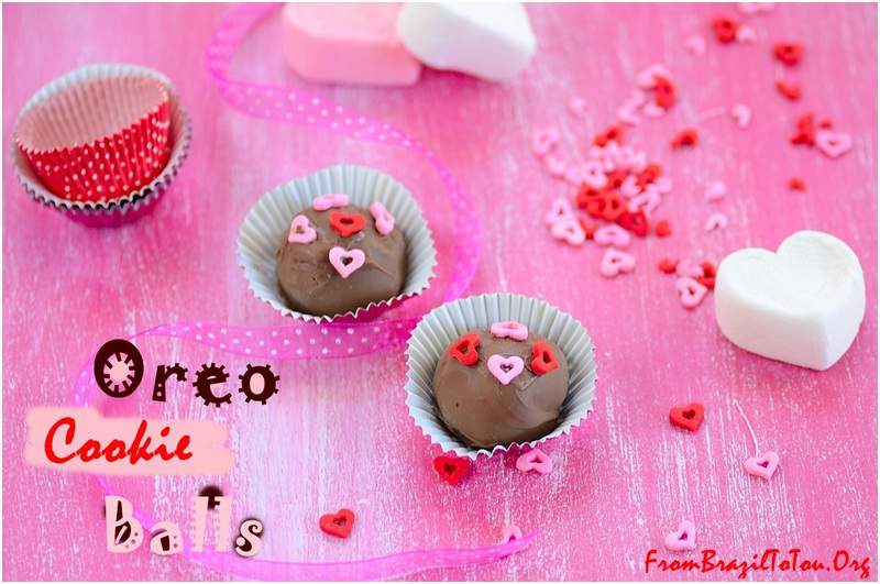 Oreo cookie balls decorated for Valentine's Day...