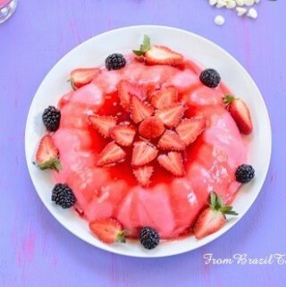 white chocolate flan topped with berries