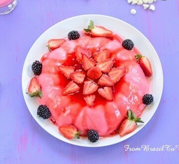 white chocolate flan topped with berries