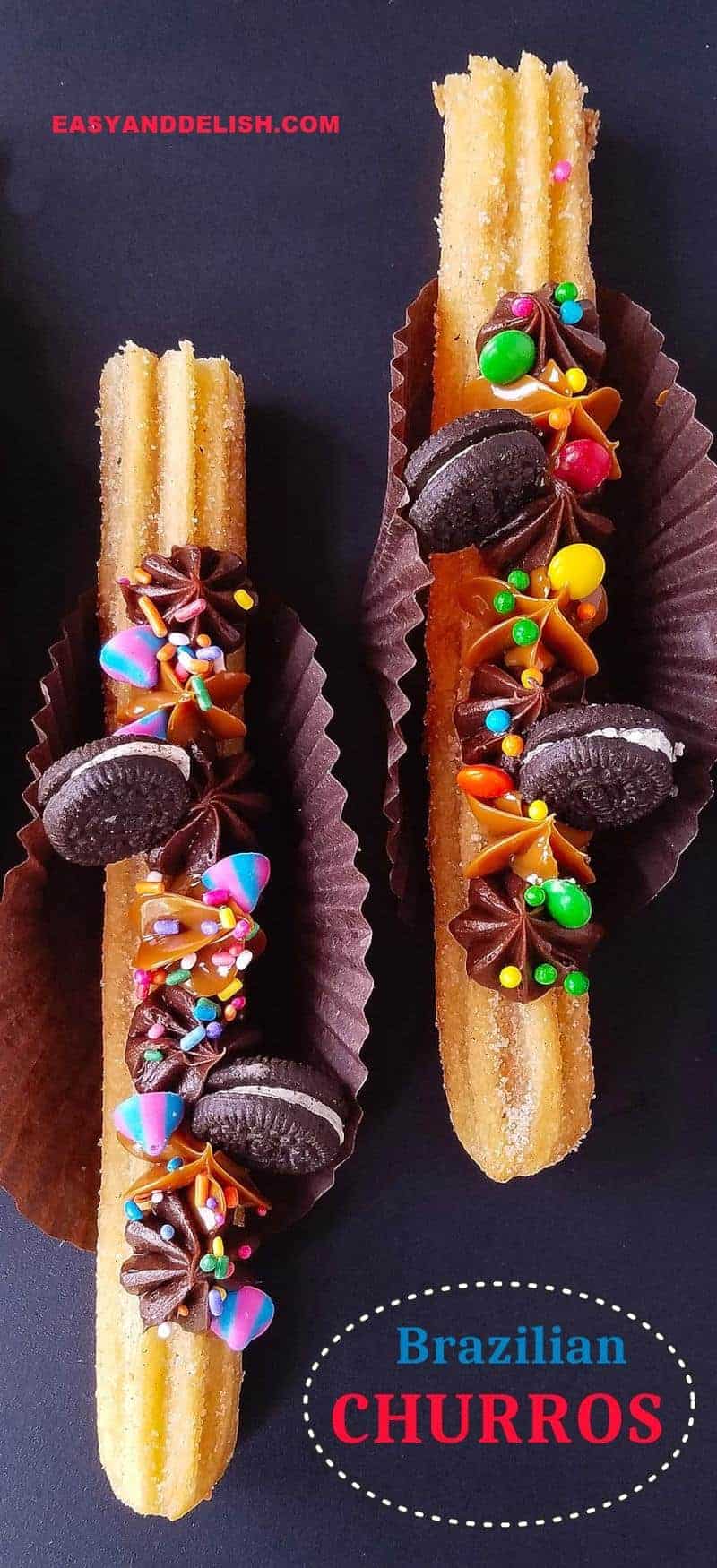 close up image of decorated churros for a party