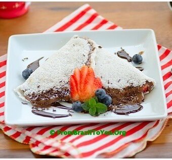 Tapioca crepe with chocolate fudge sauce