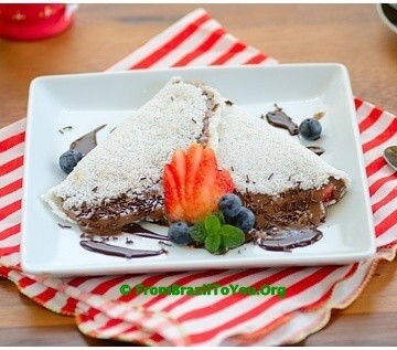 Tapioca crepe with chocolate fudge sauce