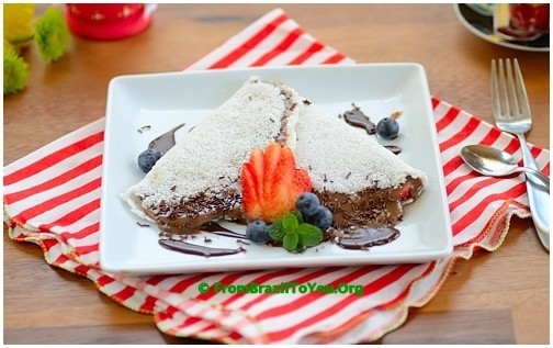 Tapioca crepe with chocolate fudge sauce