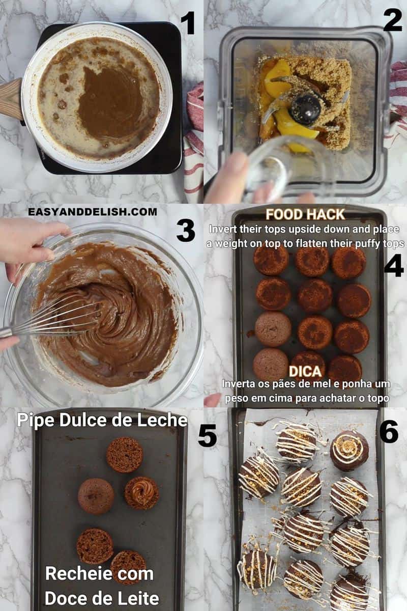 image collage showing how to make pão de mel