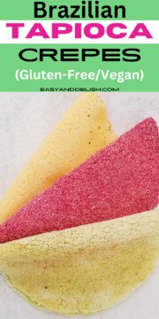 Close up of colorful Brazilian tapioca crepes.