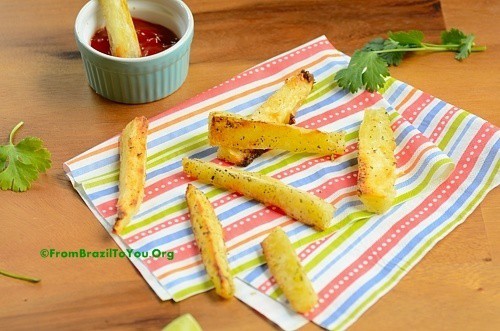 aipim frito, also known as macaxeira-frita, yuca fries, fried yuca, or cassava fries