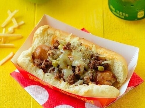 Loaded Brazilian Hot Dog in São Paulo, Brazil