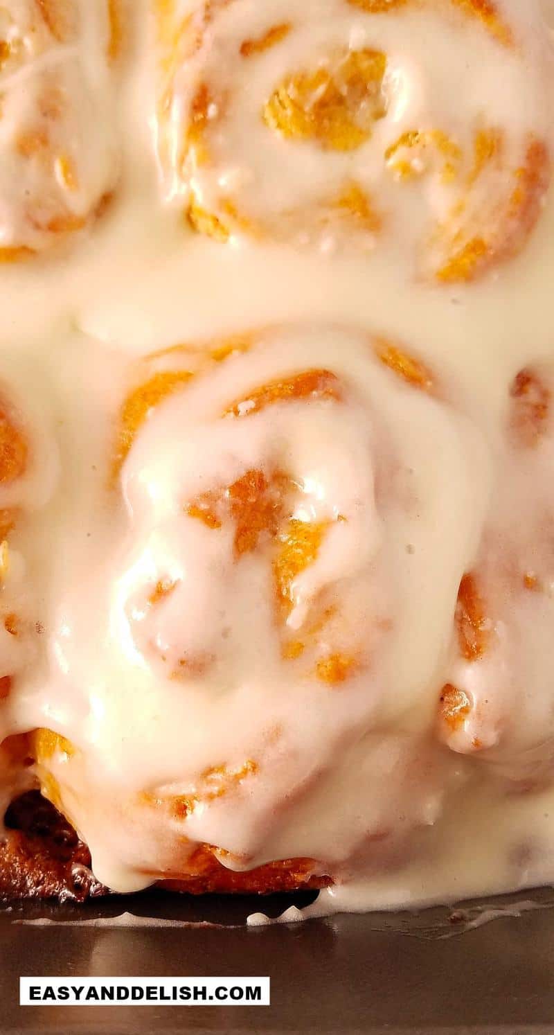 close up of a frosted sweet bread