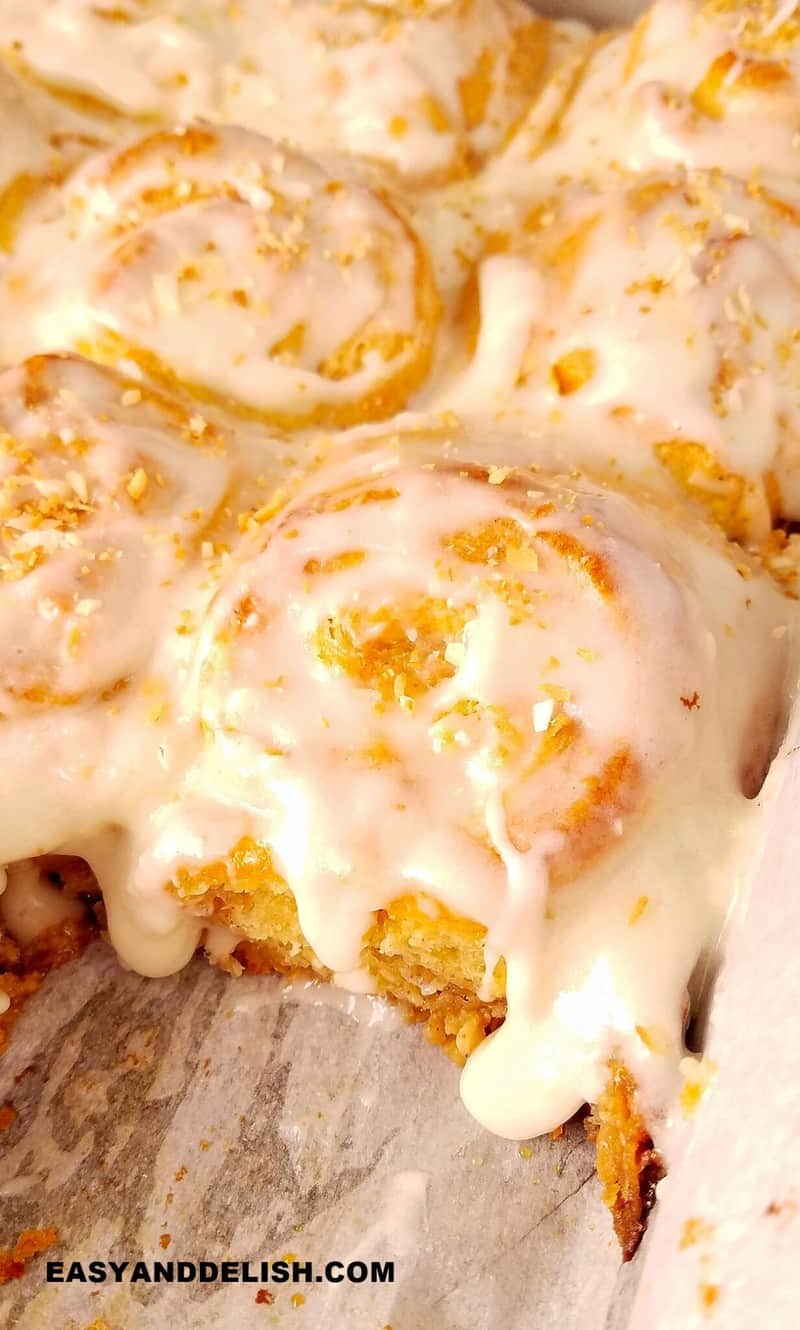 close up of several coconut rolls