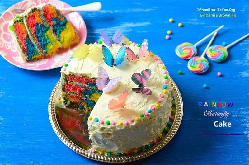 Rainbow Butterfly Cake with Cloud Buttercream Frosting