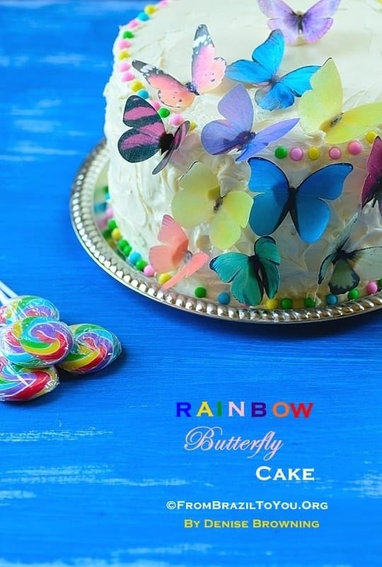 Rainbow Butterfly Cake with Cloud Buttercream Frosting