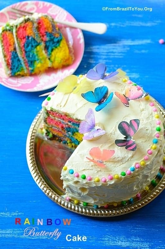 Rainbow Butterfly Cake with Cloud Buttercream Frosting