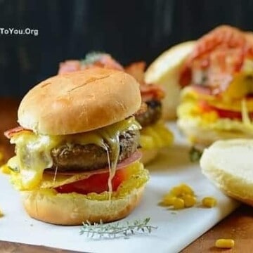 A close up of a Brazilian burger (X-Tudo)