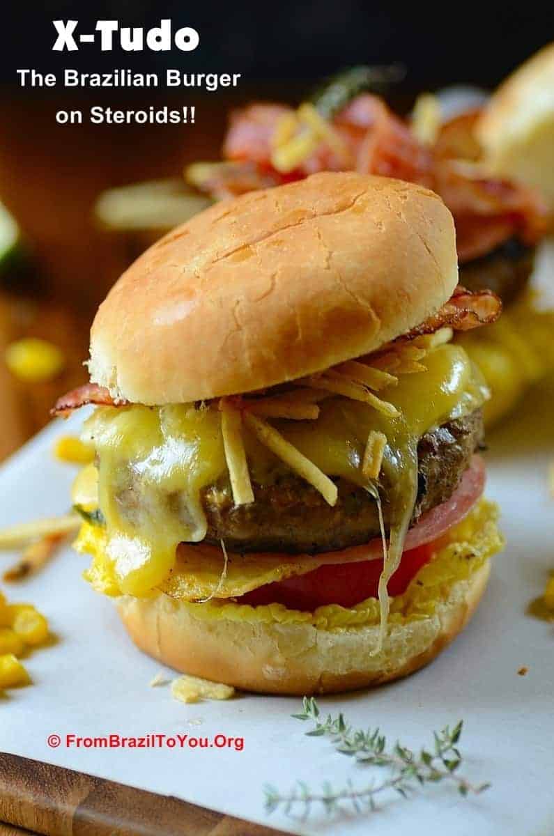 X-Tudo burger close up image
