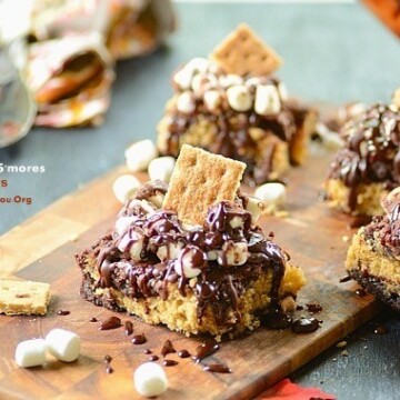 several slices of s'mores brownies on a platter