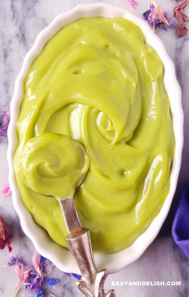 cvlose up showing how creamy this avocado mousse recipe is