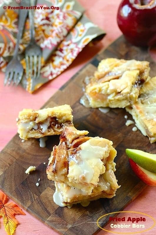 slices of apple bars on a platter
