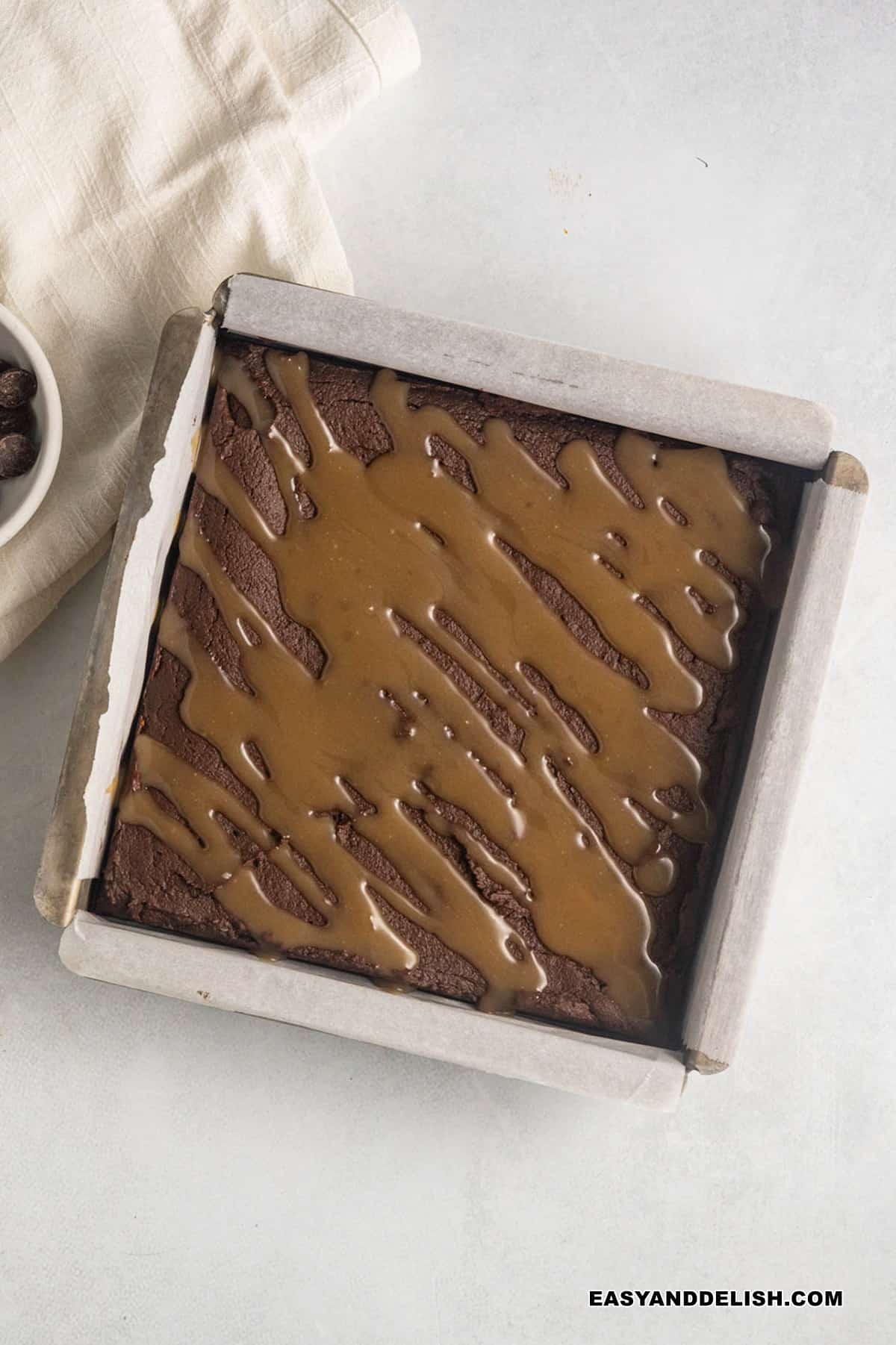 Caramel drizzled ovrer sweet potato brownies.