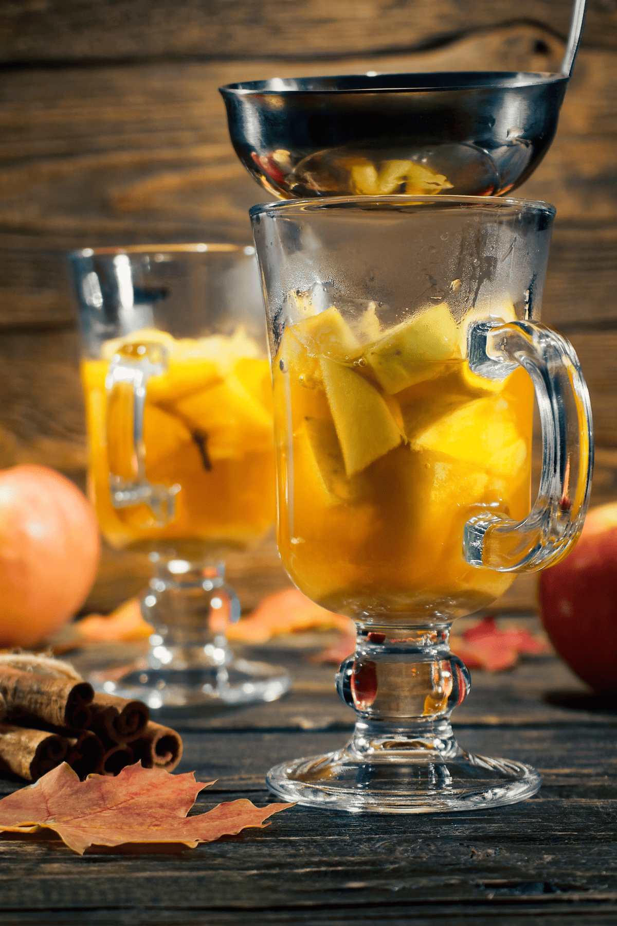 caramel apple icer ladled in a glasses.