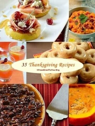 Many different types of foods in a photo collage for Thanksgiving