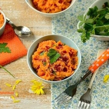 two bowls of mashed sweet potatoes