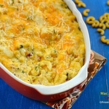 a baking dish with baked pasta