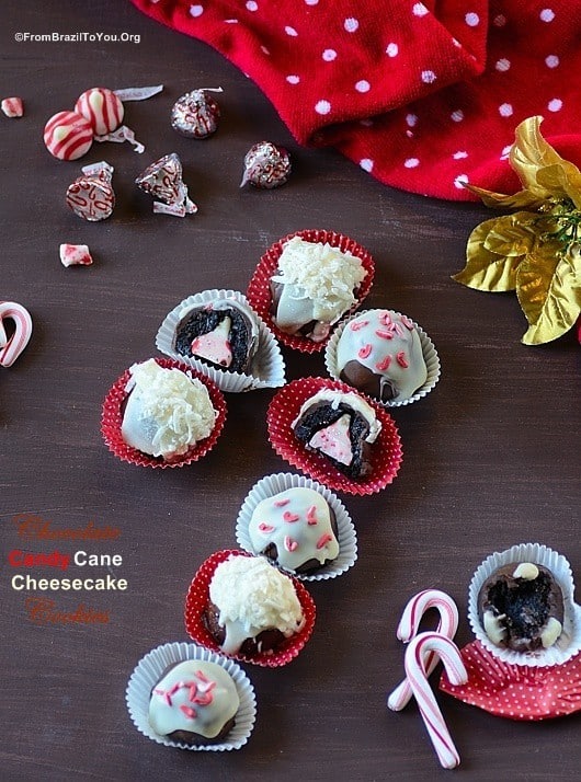 No Bake Chocolate Candy Cane Cheesecake Cookies