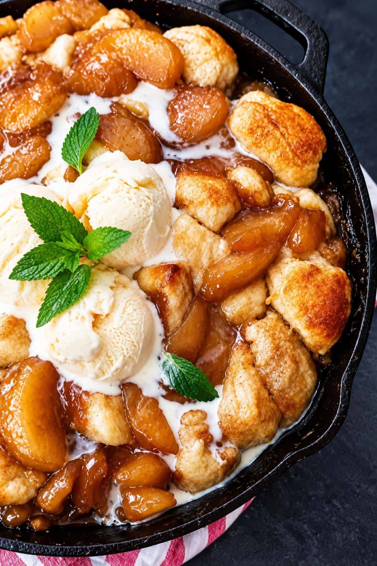 Salted Caramel Apple Pie Cobbler tender cinnamon-spiced apples.